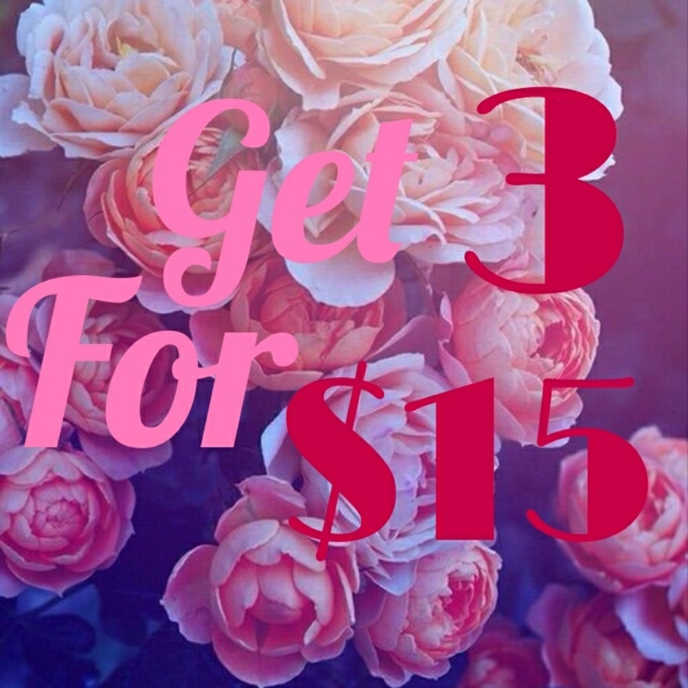 Get any 3 with:  💗  symbol for $15 5 for 20
